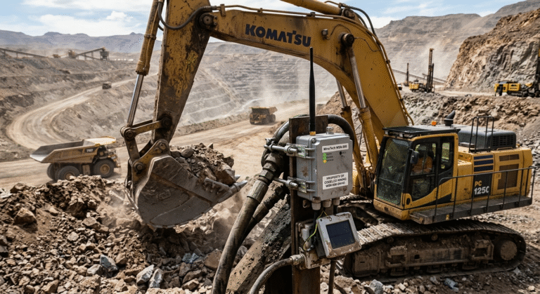 Rugged wireless sensor deployed on mining equipment for real-time condition monitoring